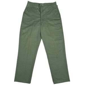 Vintage OG-507 Baker Pants 80s Olive Green Military Durable Press Size 33x30
